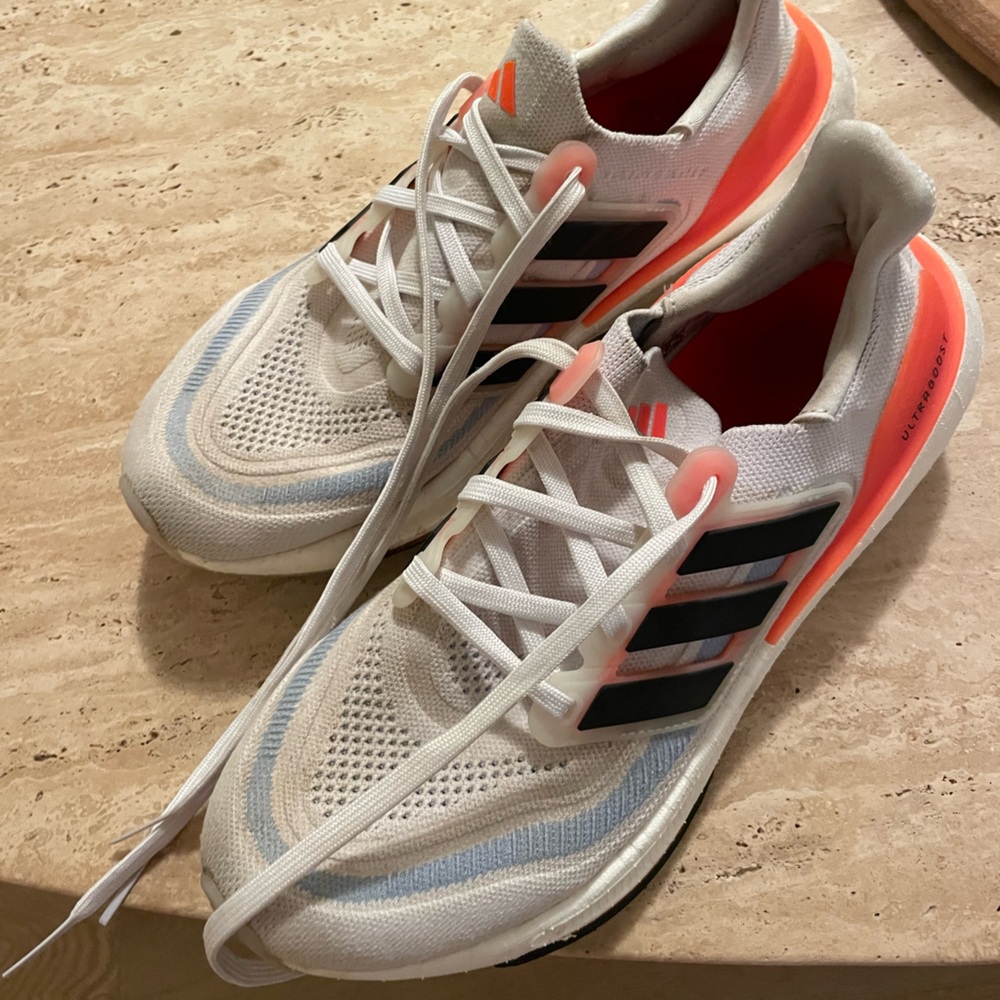 adidas White and Coral Athletic Shoes